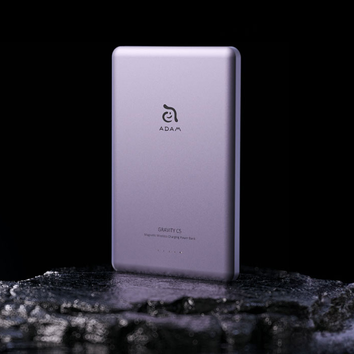 Magnetyczny, cienki, indukcyjny Powerbank Adam Elements Gravity C5 5000mAh z MagSafe, fioletowy